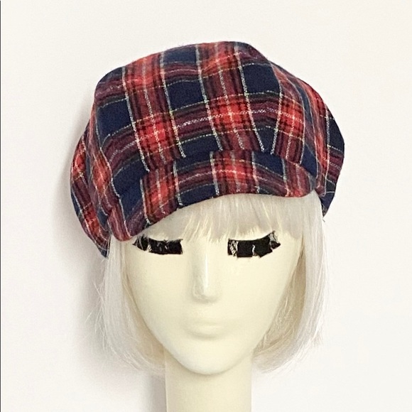 Plaid Red Newsboy Hat